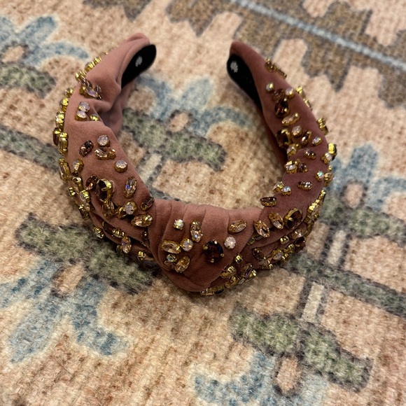 Lele Sadoughi Crystal Knotted Headband in Mauve - Picture 2 of 4
